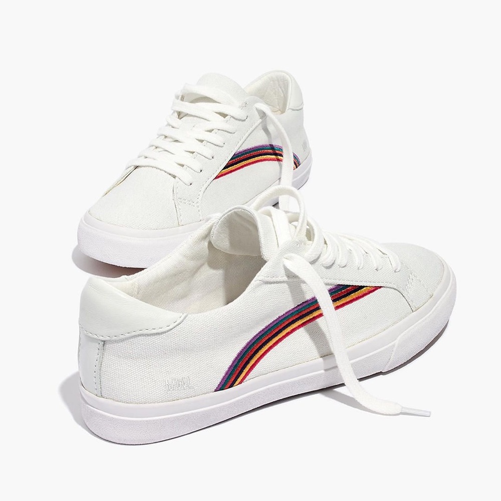 Madewell women's sidewalk low-top sneakers in rainbow embroidered canvas